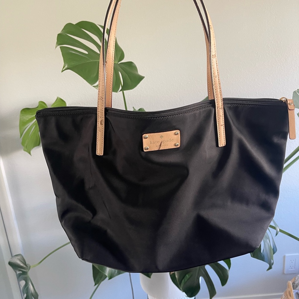 ✨ SALE ✨ Kate Spade Kennedy Park Black and Pink Nylon Tote and Leather Bag